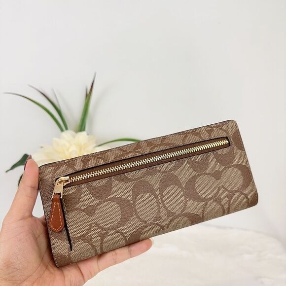 NWT COACH SLIM WALLET IN SIGNATURE‎ CANVAS WITH COACH RADIAL RAINBOW - Picture 3 of 6